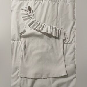 Francesca’s White One Shoulder Ruffle Top
